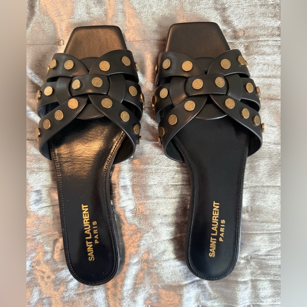 Saint Laurent Tribute studded flat sandals